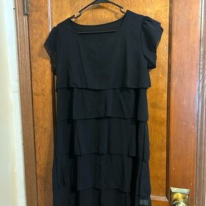 Chic Black Layered Midi Dress